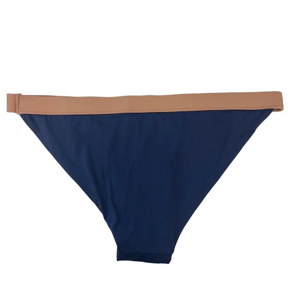 Onia Leila Bikini Bottoms in Navy Blue & Tan NWOT - Size Large‎